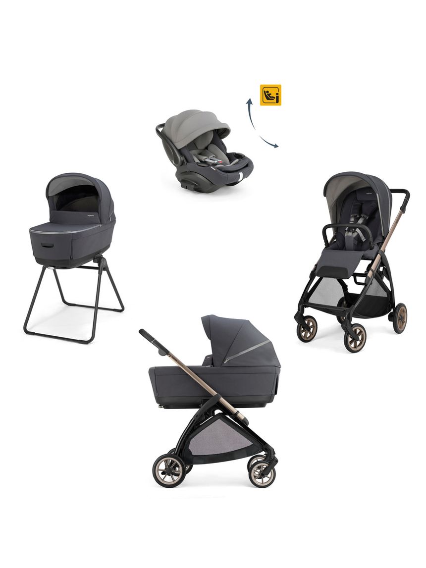 Electa system quattro - garage grey con telaio bronze e seggiolino auto darwin infant recline evo - inglesina