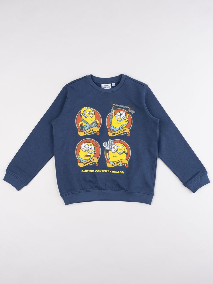 Felpa bambino girocollo minions - blu avio