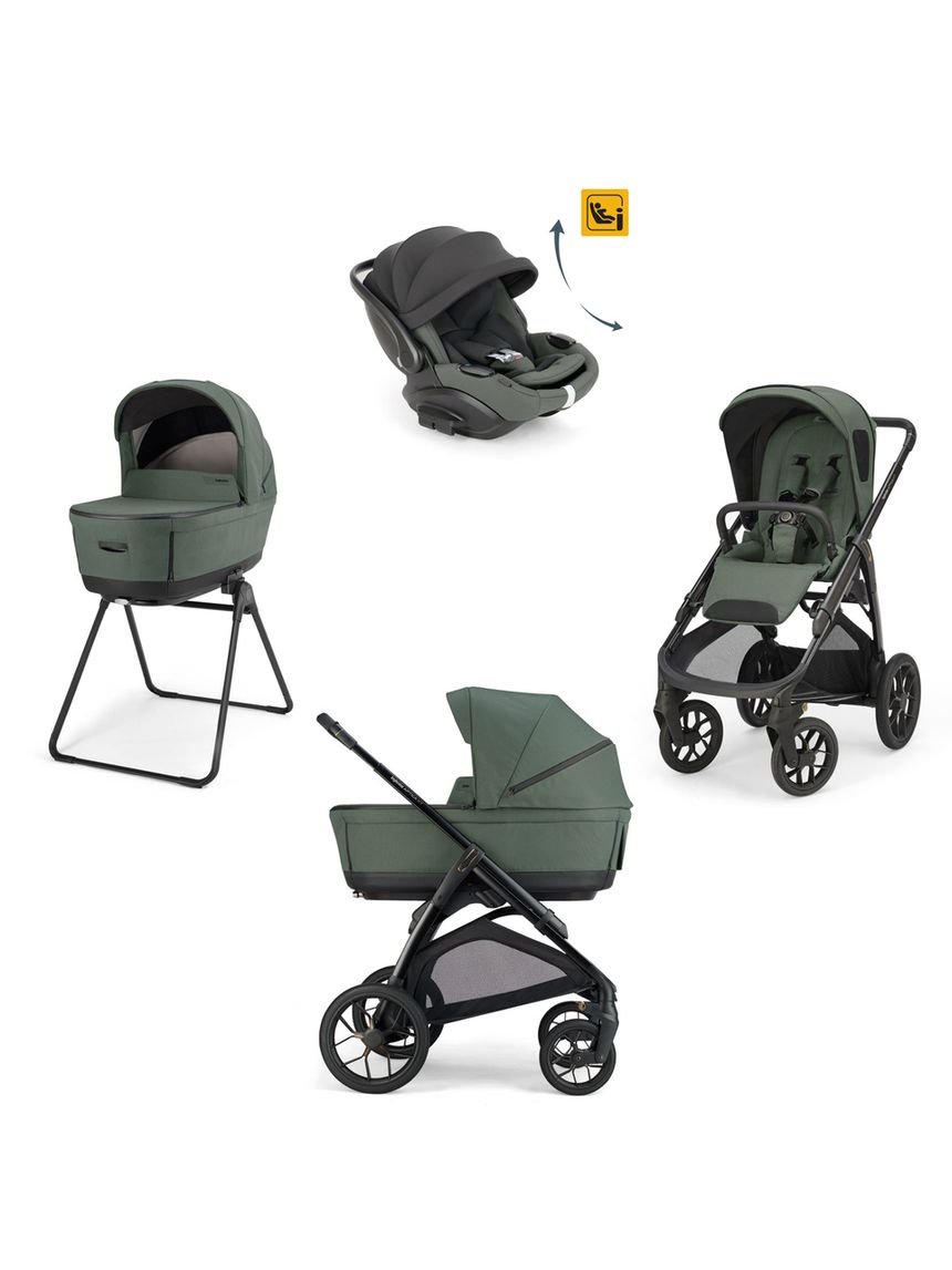 Aptica xt system quattro - taiga green con telaio black e seggiolino auto darwin infant recline evo - inglesina
