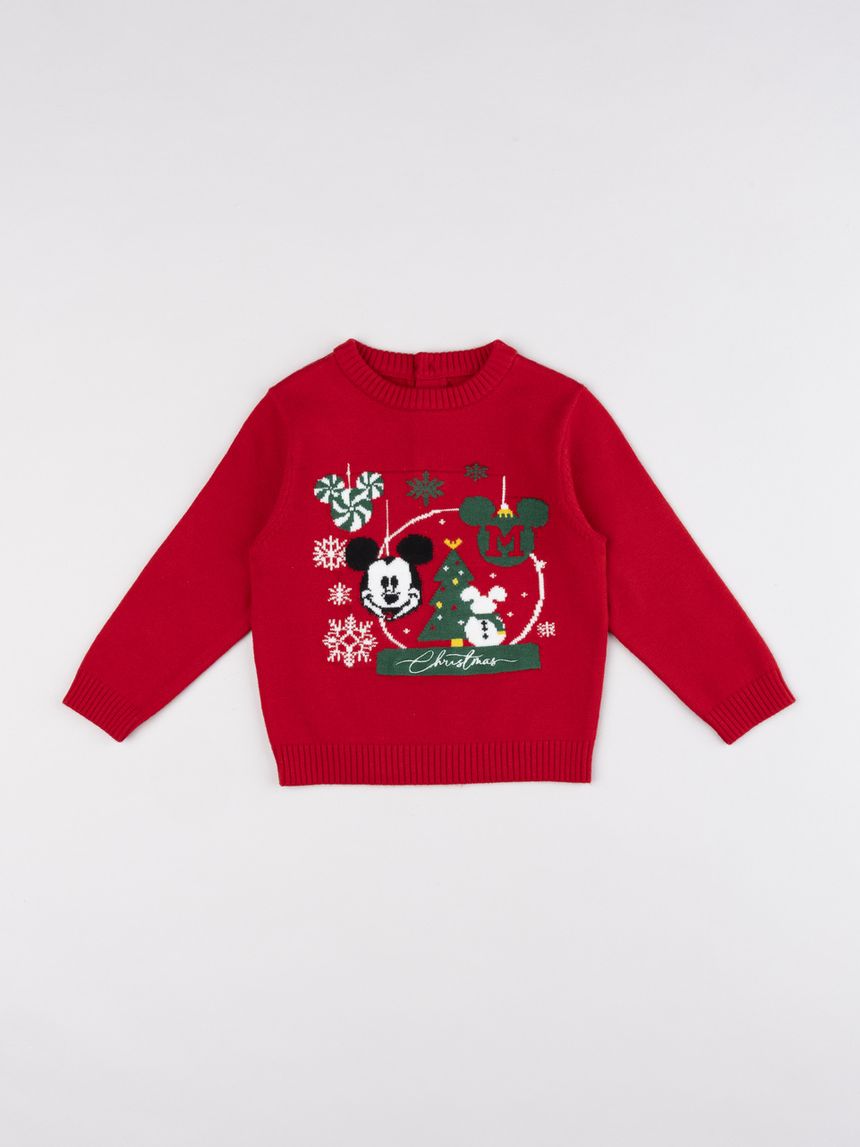 Maglione natalizio bimbo mickey mouse rosso