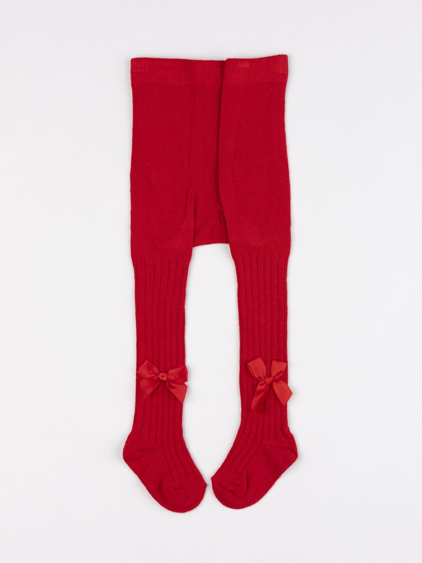 Collant bimba rossi a costina