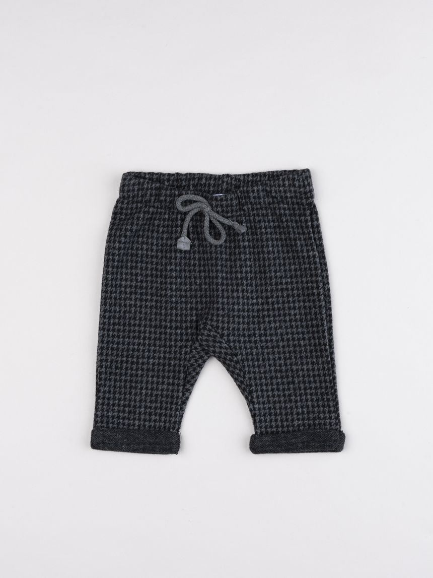 Pantaloni neonato pied de poule grigio