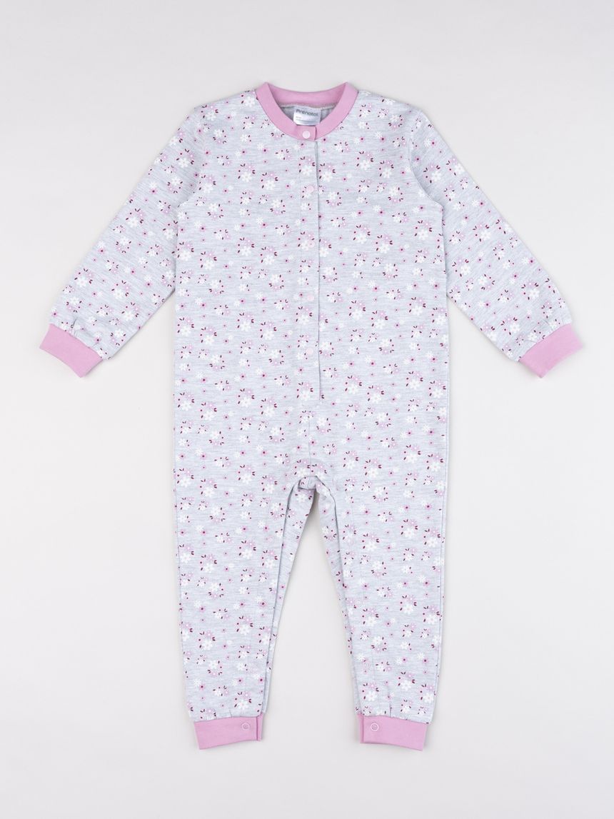 Pigiamone bimba grigio con fiori allover