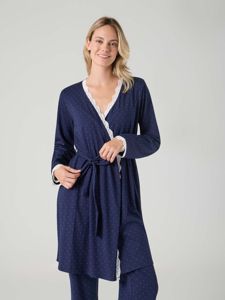 Vestaglia premaman a pois blu scuro