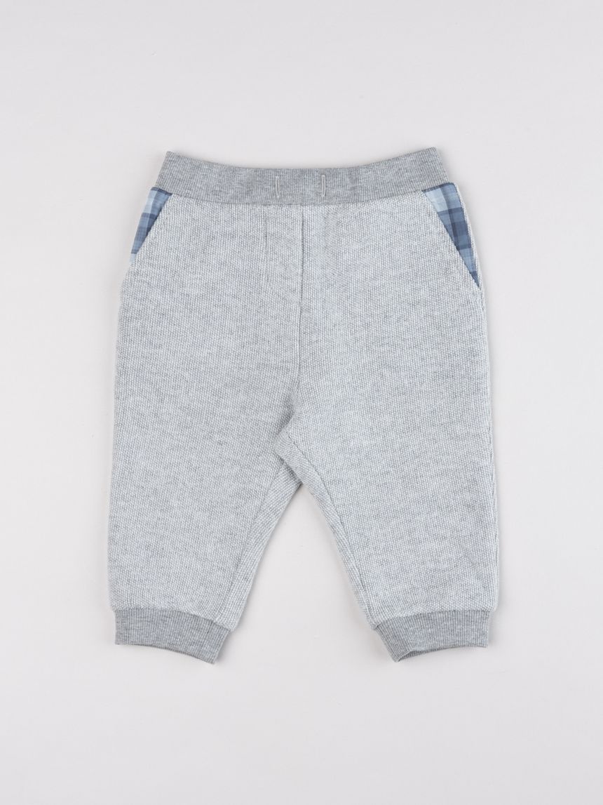 Pantalone bimbo  jogging grigio con inserti denim