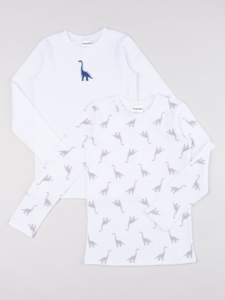 Pack 2 t-shirt intime manica lungha bambino dino