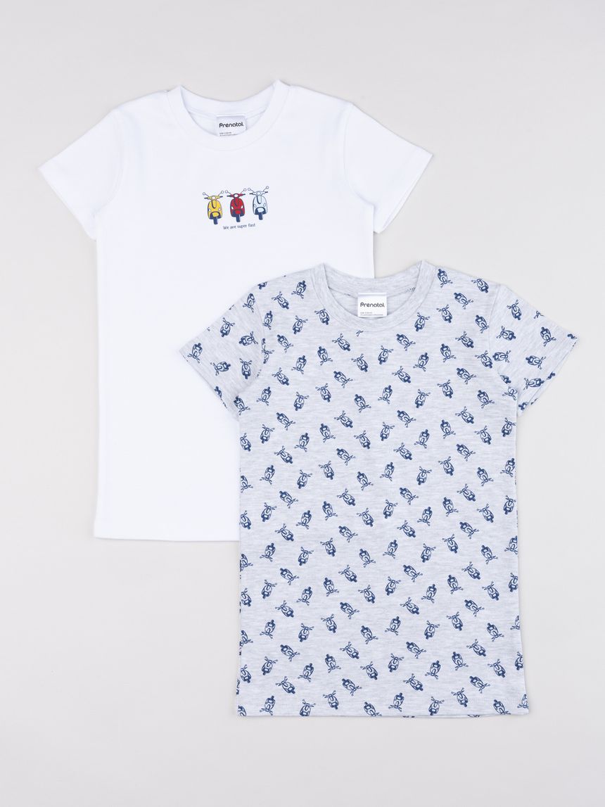 Pack 2 t-shirt intime bambino vespa bianco/grigio