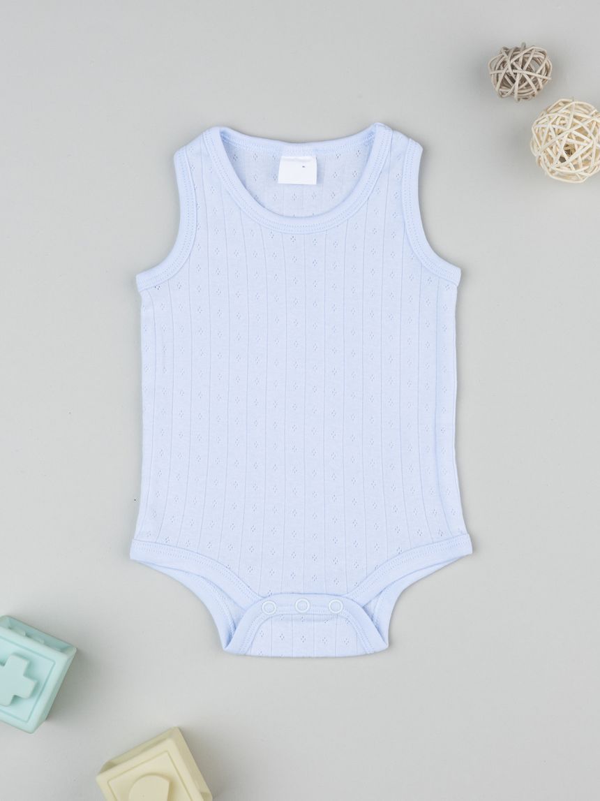Body bimbo azzurro coste traforato