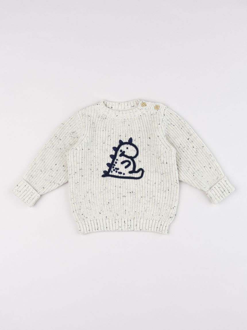 Maglia tricot neonato con dinosauro