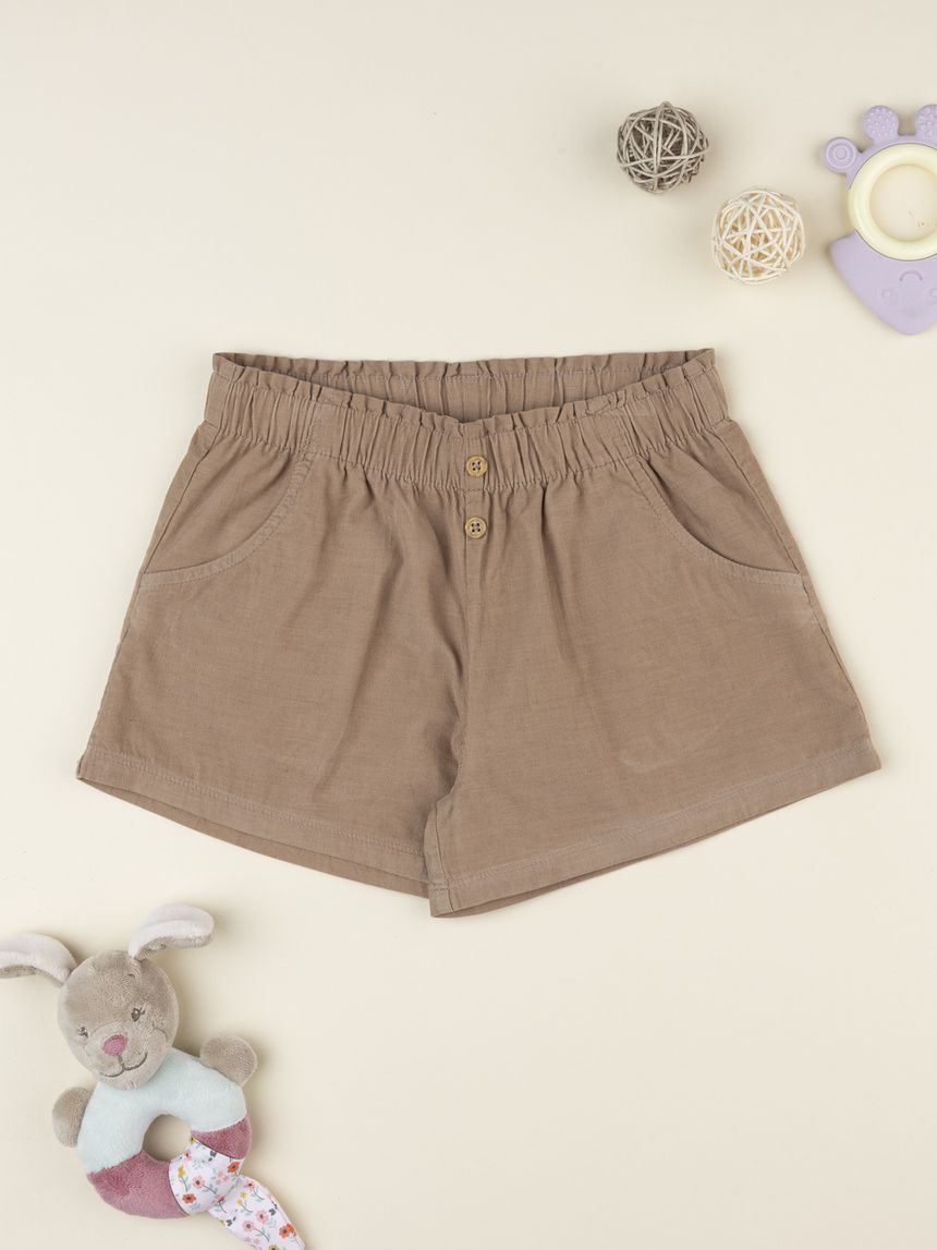 Shorts bimba in velluto a costine con elastico in vita