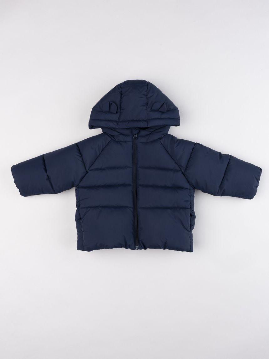 Piumino raglan con cappuccio blu navy bimbo