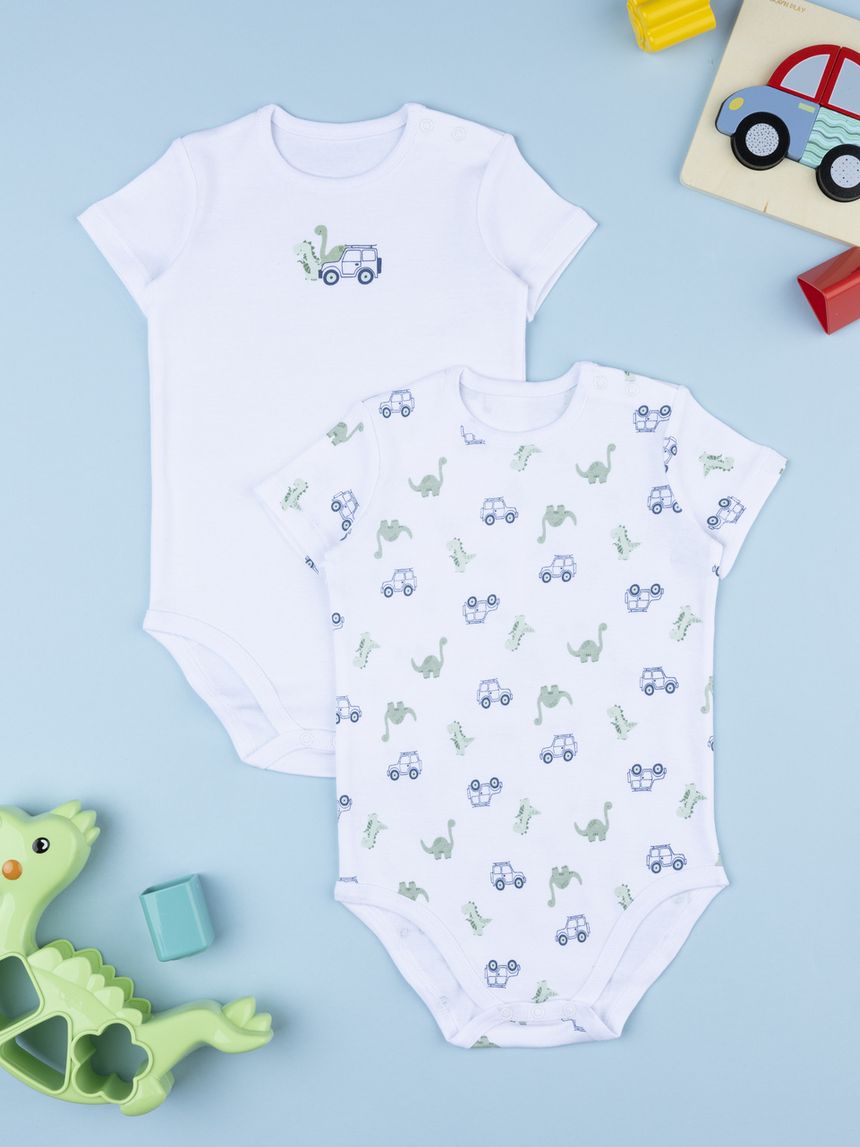 Pack 2 body bimbo bianco dinosauri