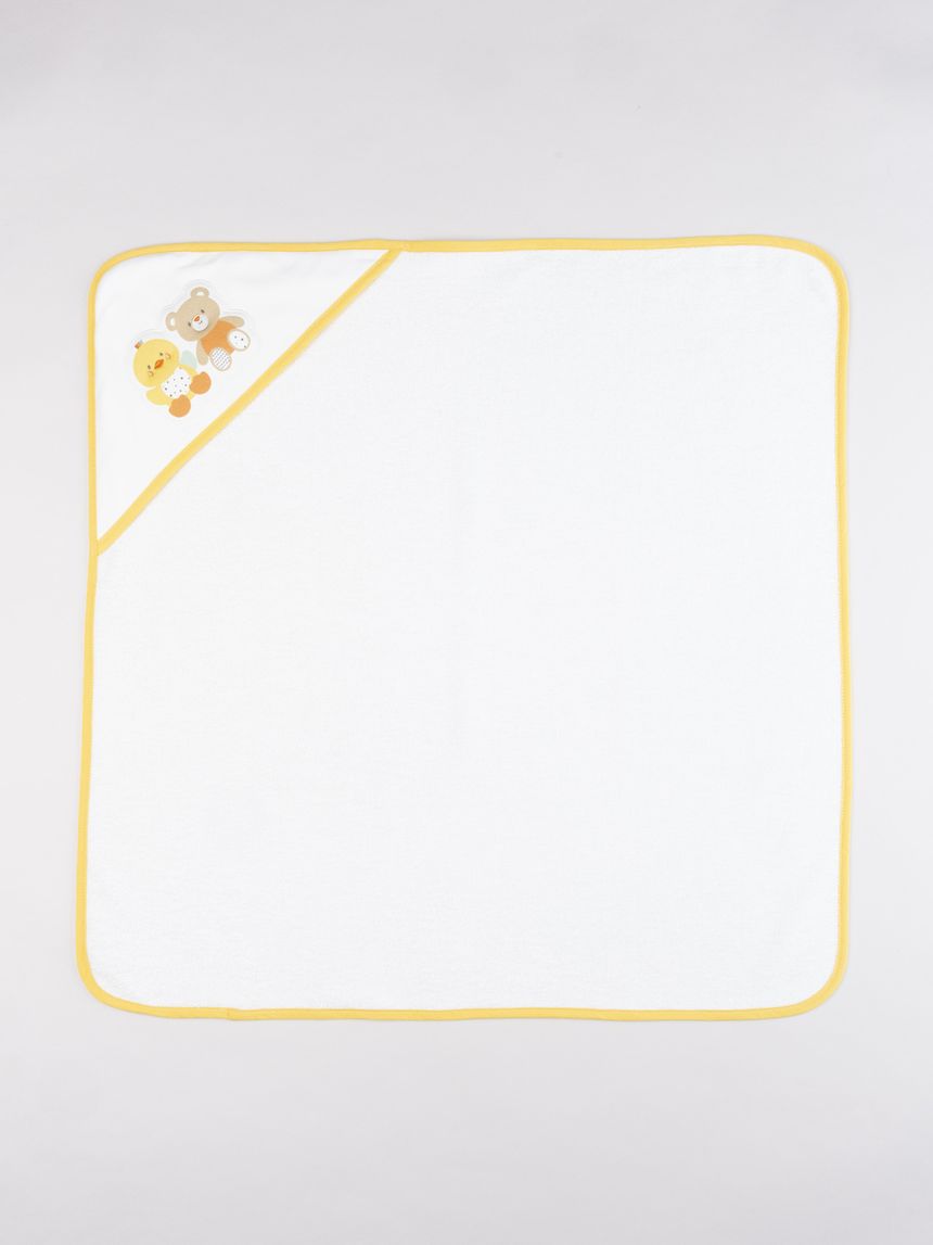 Accappatoio baby smile con patch applicata panna unisex
