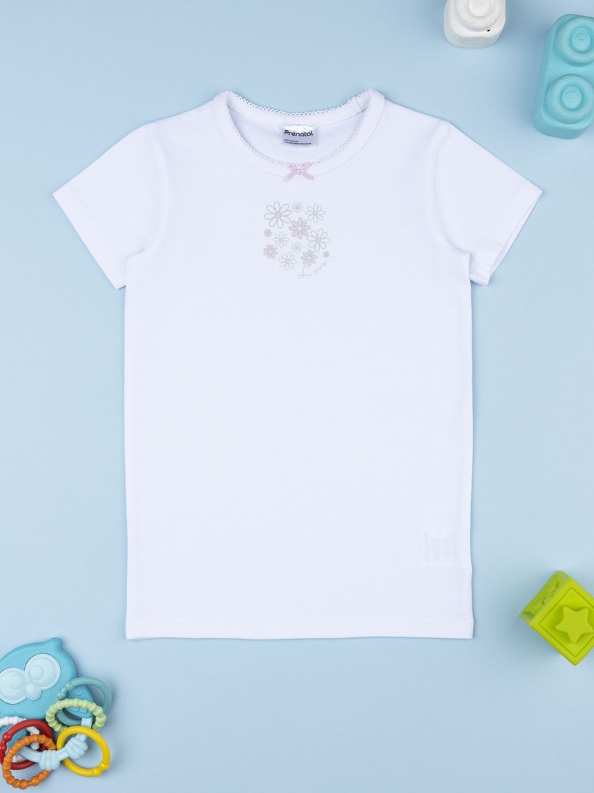 Maglia intima bimba bianca fiori