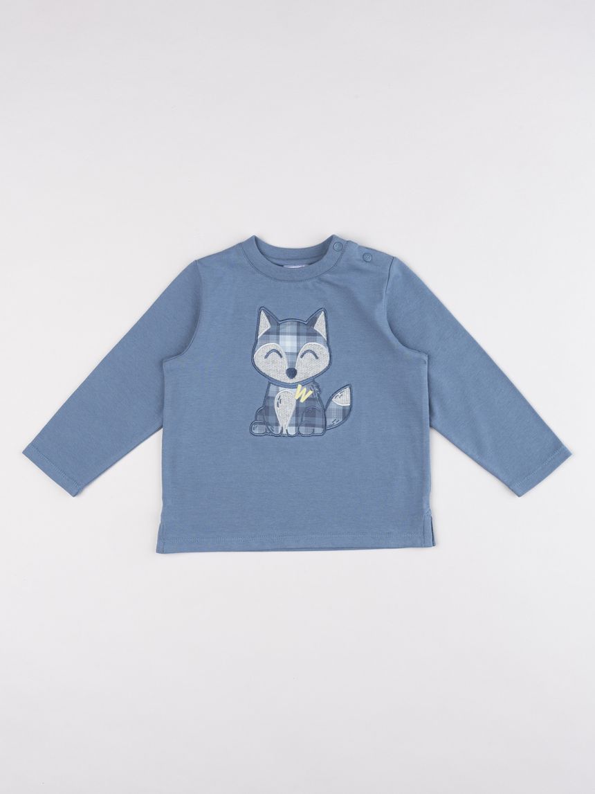 T-shirt fox a manica lunga azzurro scuro bimbo