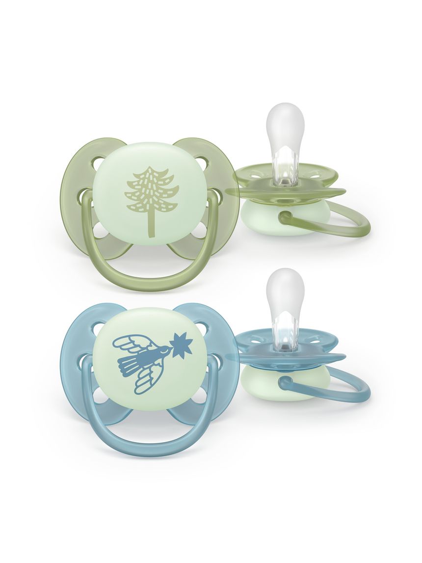 Succhietto ultra soft notte 0-6m cappuccio fluorescente no bpa per pelli sensibili - philips avent