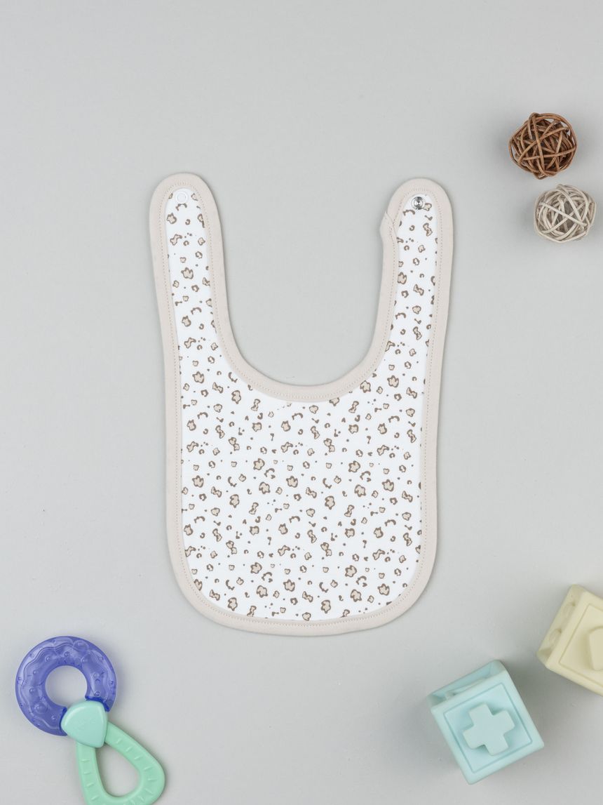 Bavaglino bimba panna/beige con allover