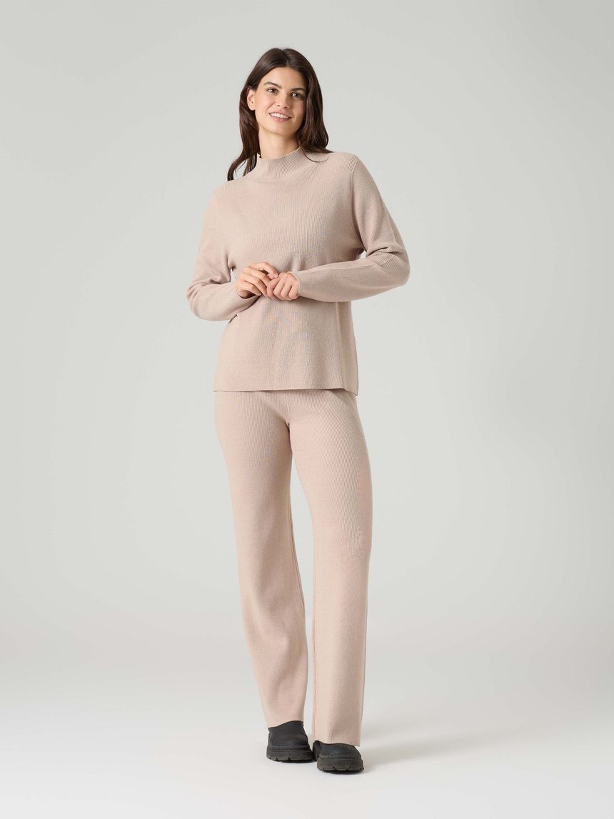 Pantalone premaman a coste beige