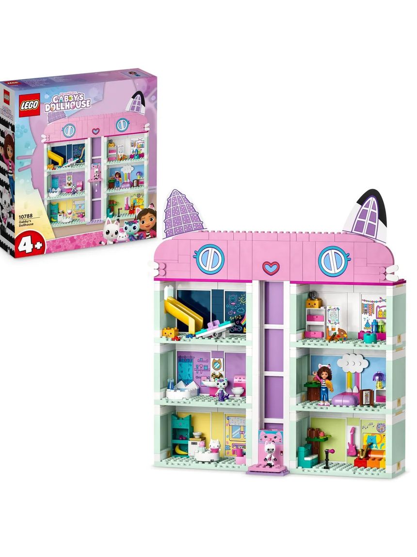 Lego 10788 la casa delle bambole di gabby, casa giocattolo a 4 piani e 8 stanze con i personaggi di gabby, regalo bambini 4+