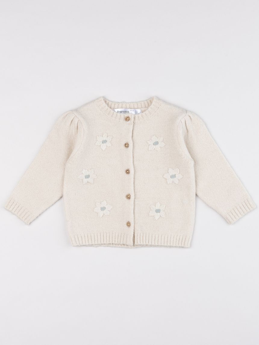 Cardigan bimba beige margherite allover
