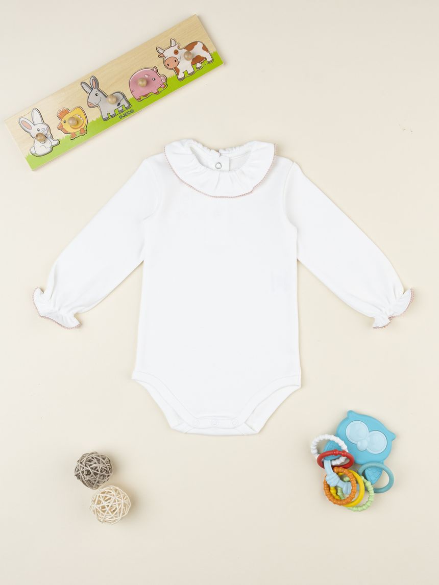 Body bimba bianco con colletto