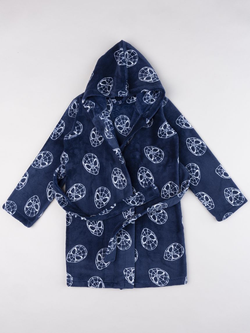 Vestaglia bambino spiderman in pile con cappuccio blu