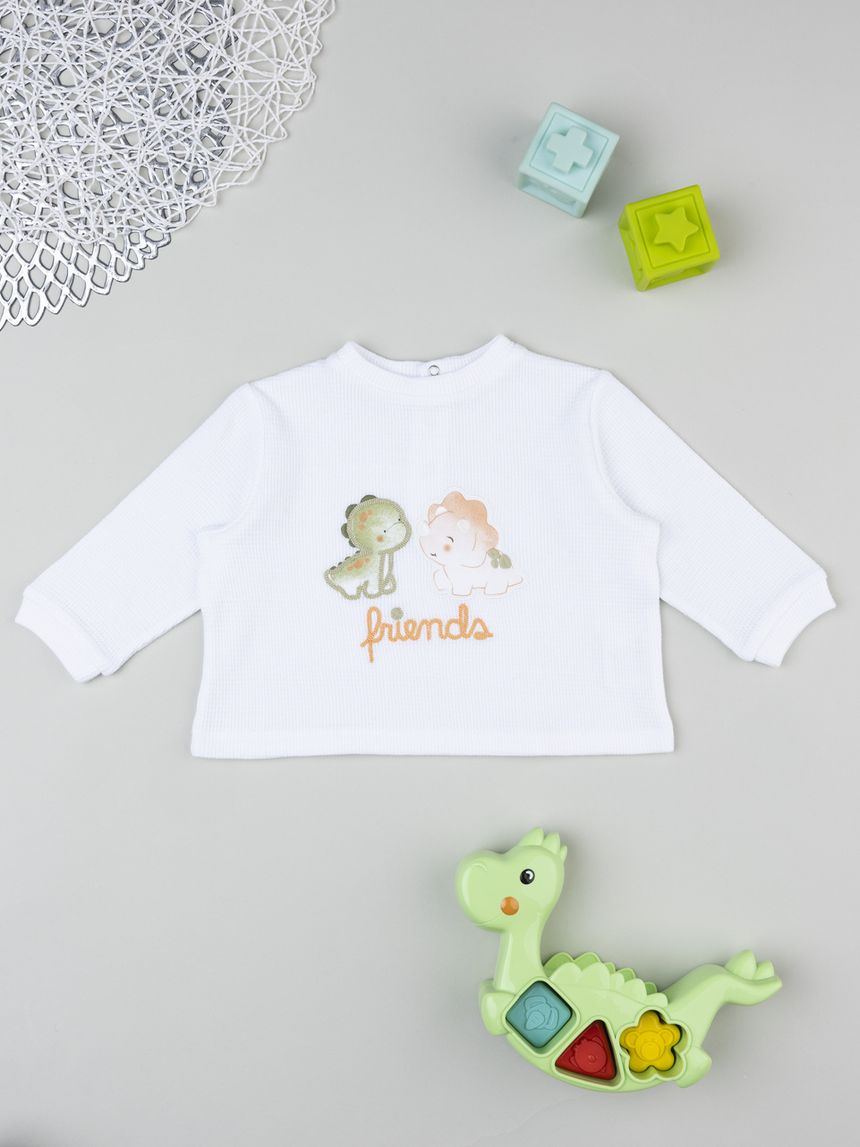 T-shirt bimbo bianca stampa dinosauti