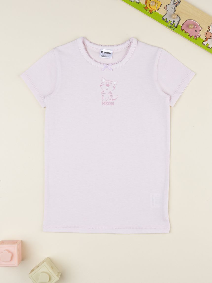 Maglia intima bimba rosa gatto