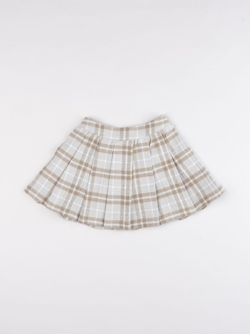 Gonna plissettata bambina a quadri tartan beige e panna
