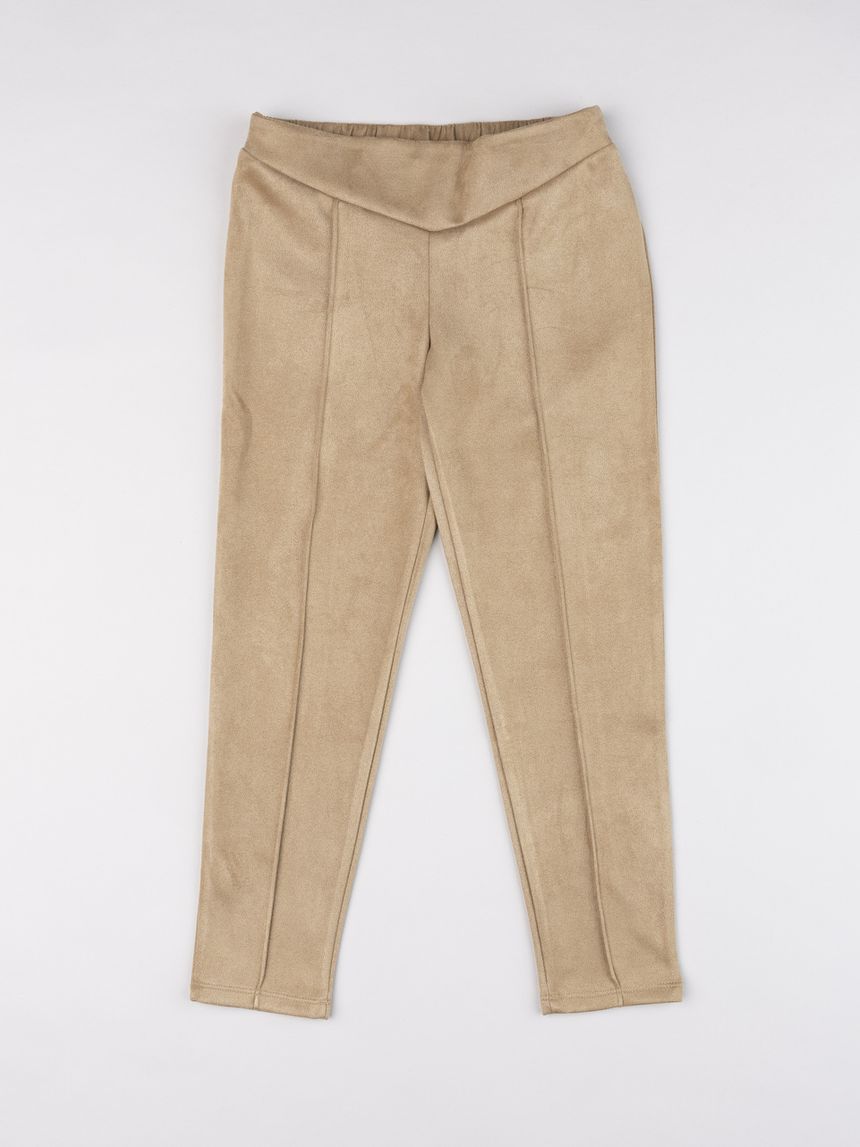 Leggings alcantara bimba con nervatura marroni