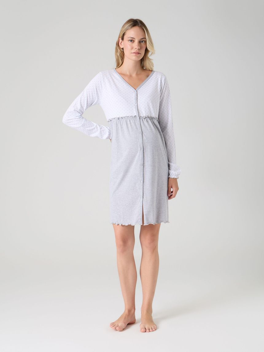 Camicia da notte premaman pois grigio chiaro melange