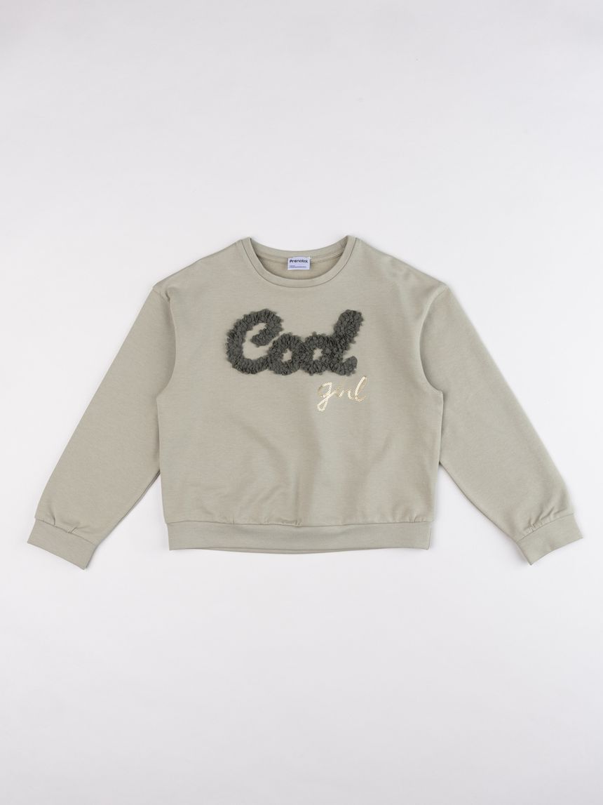 Felpa pesante bambina verde cool