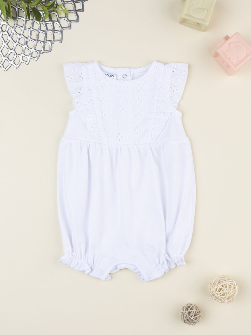 Pagliaccetto elegante bimba sangallo bianco