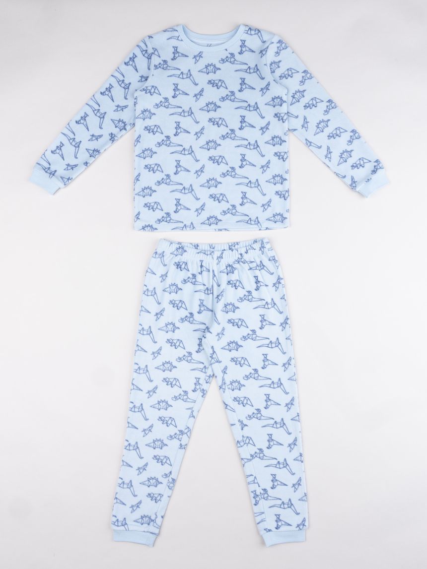 Pigiama bambino azzurro dinosauri geometrici