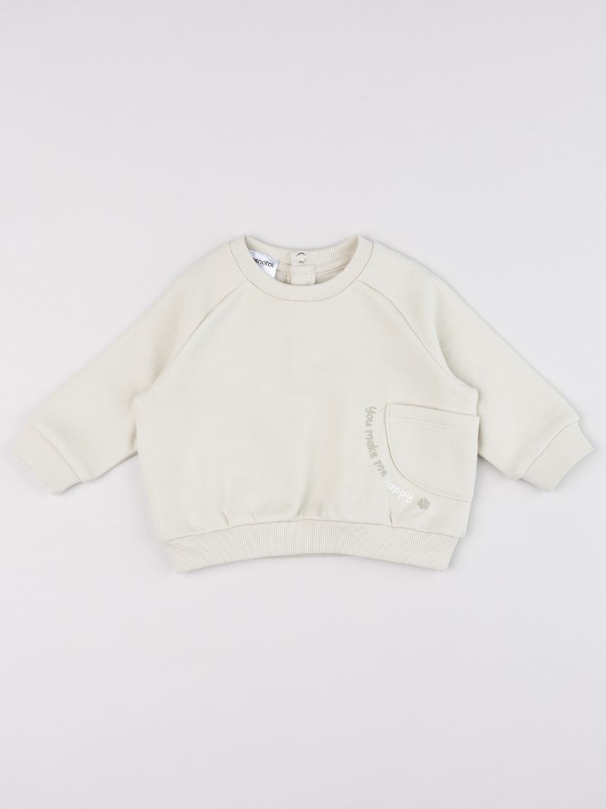 Felpa bimbo beige con tasca