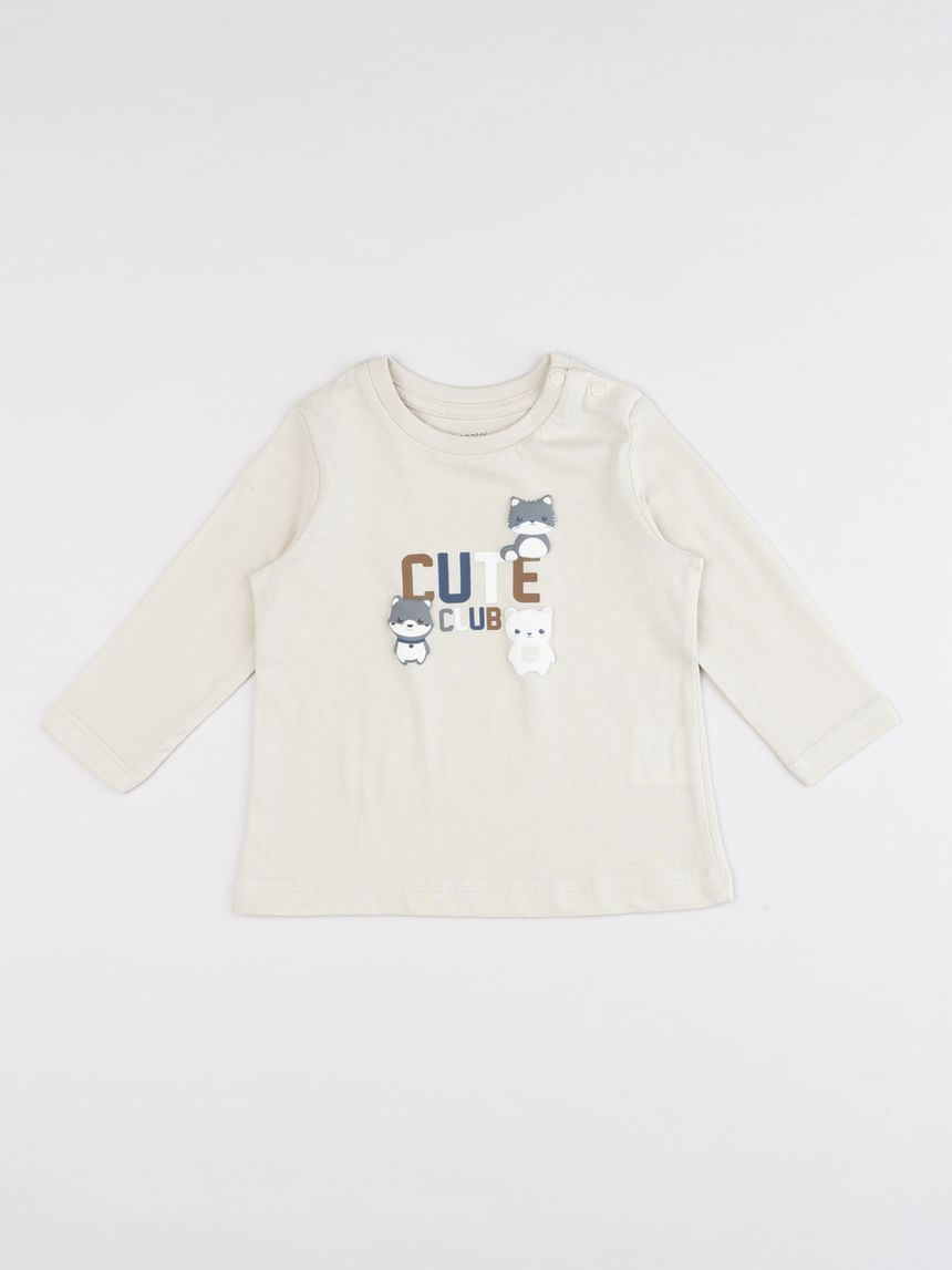 Maglia bimbo manica lunga grigio con grafica "cute club"