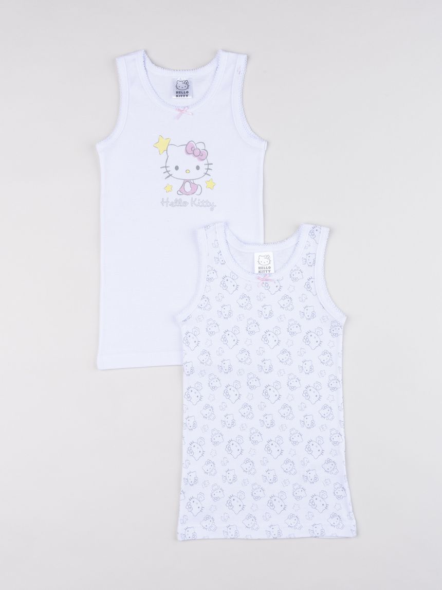 Pack 2 canotte bambina in costina hello kitty