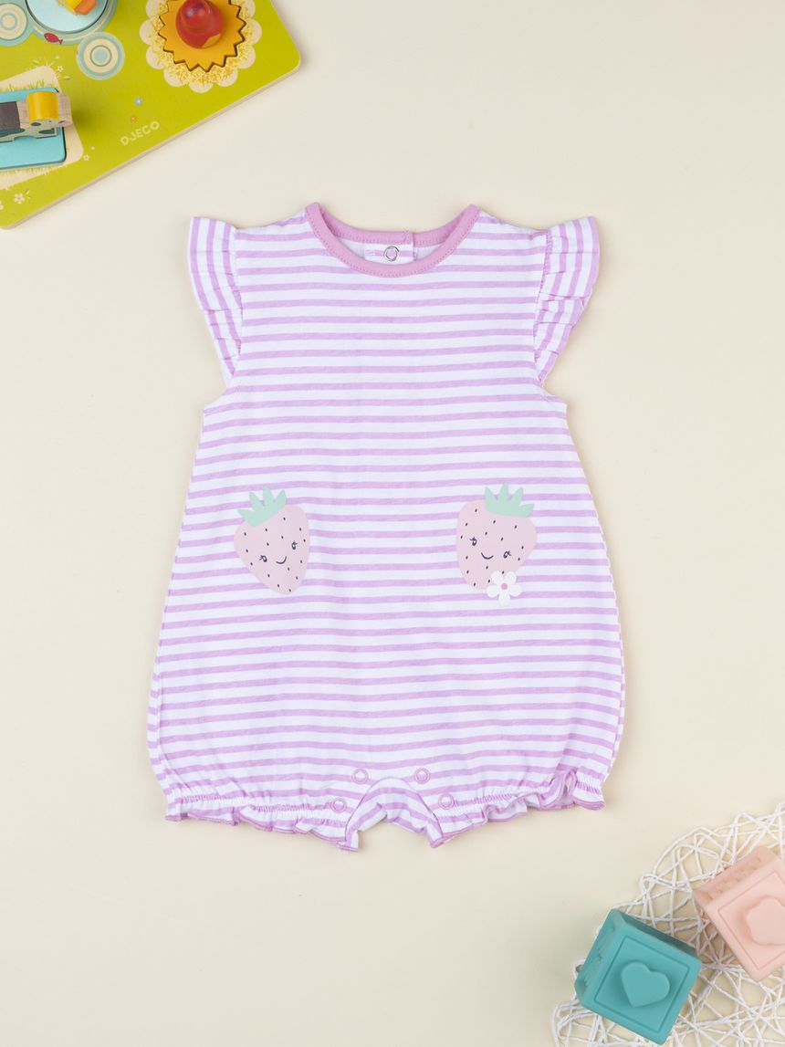 Pagliaccetto bimba rosa rigato fragolina
