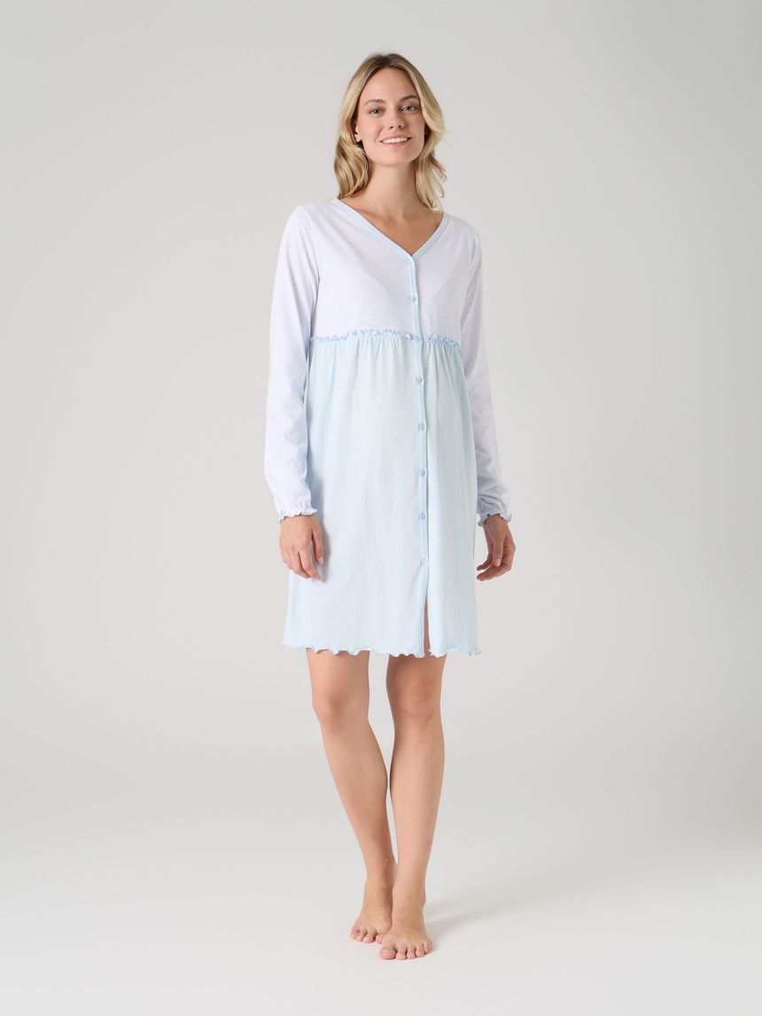 Camicia da notte premaman pois azzurro chiaro