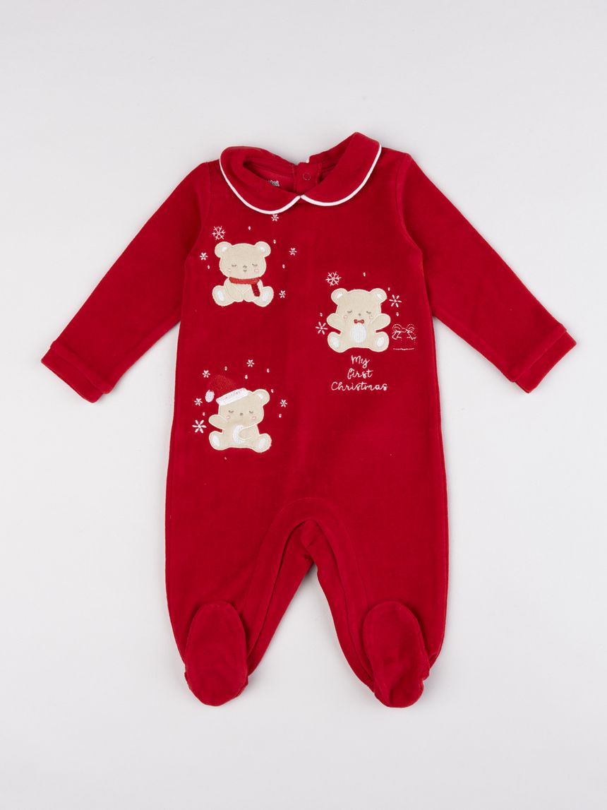 Tutina orsetti di natale rossa neonato
