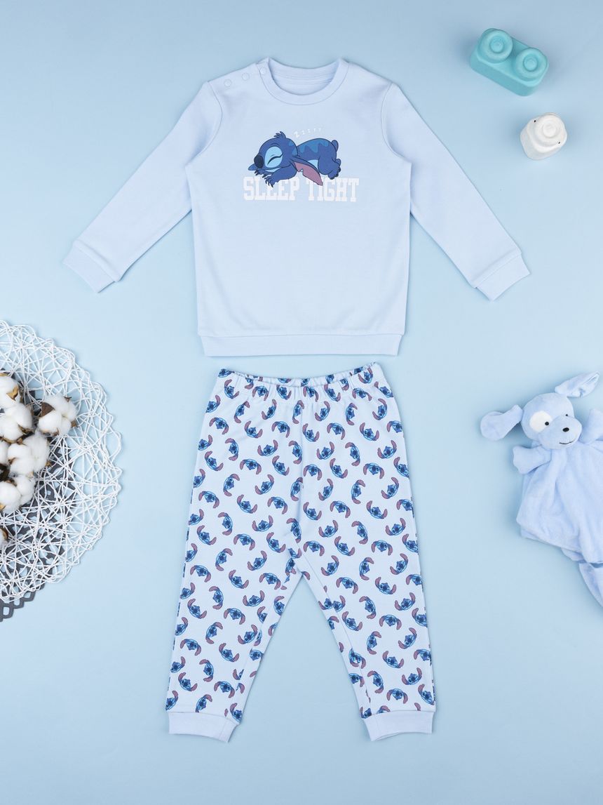 Pigiama 2 pezzi interlock bimbo azzurro stitch