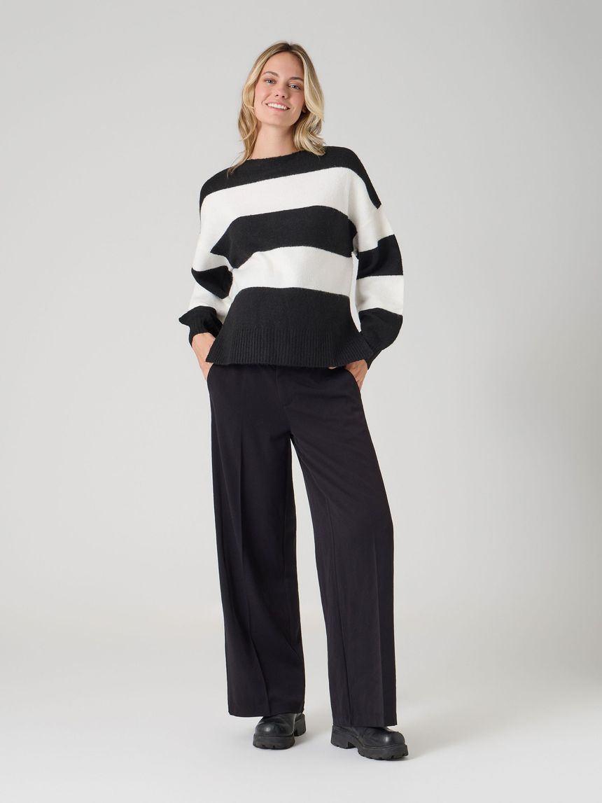 Maglione premaman a righe nero e bianco