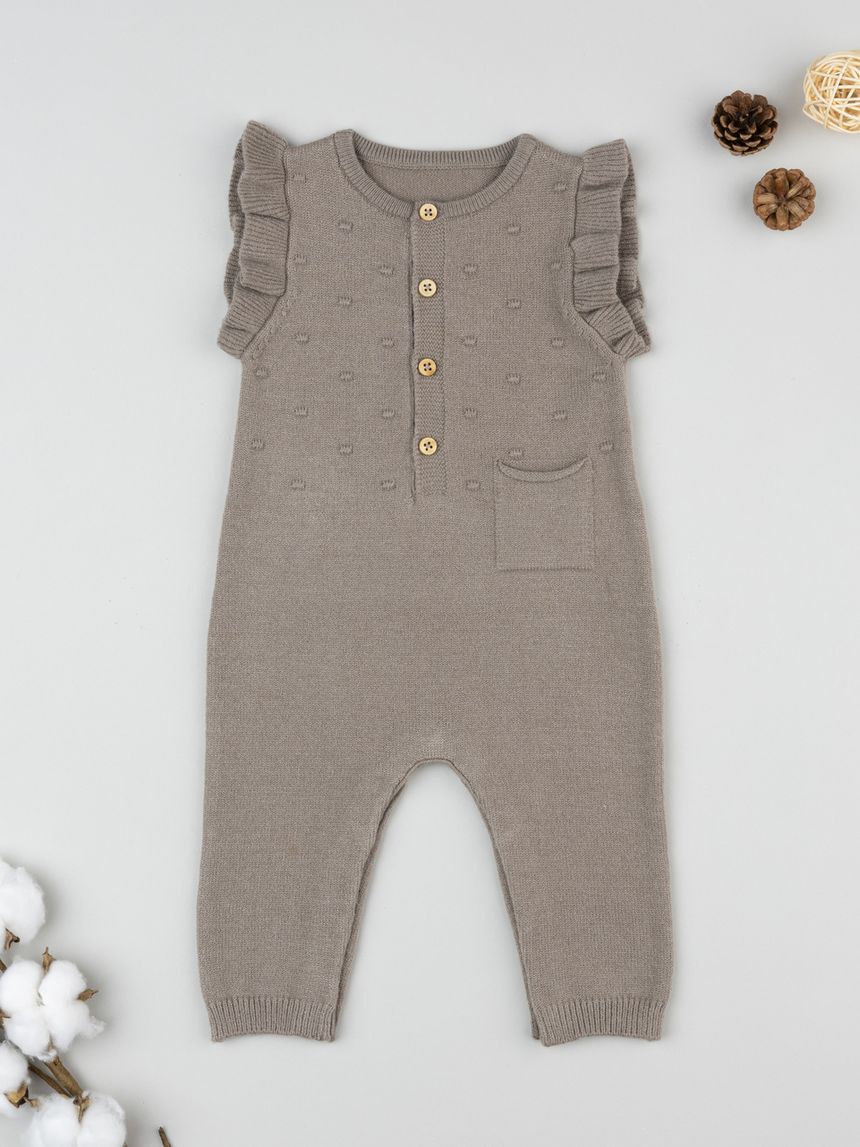 Salopette tricot marrone neonata