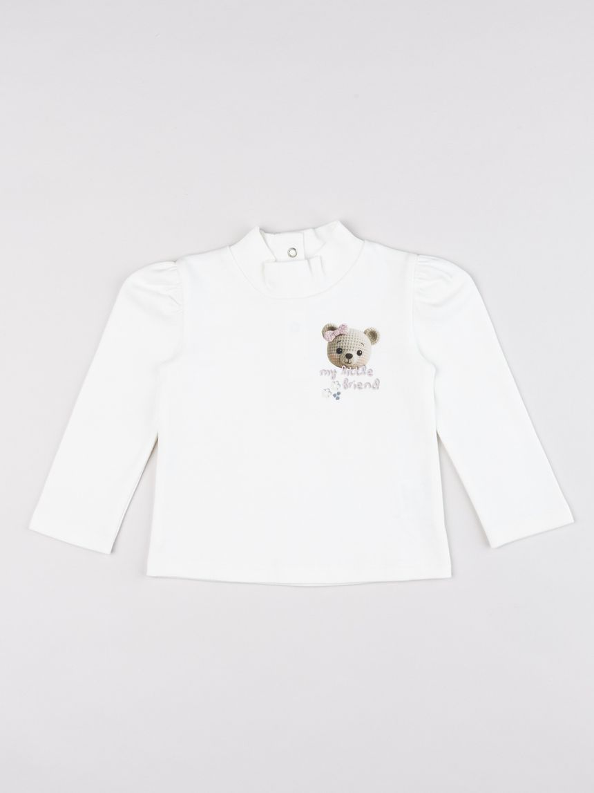 Lupetto bimba bianco con stampa orsetto