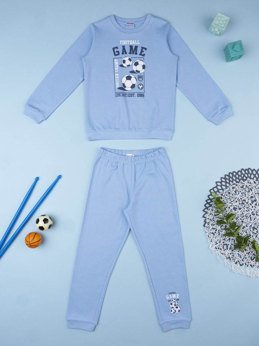 Pigiama bimbo azzurro stampa football