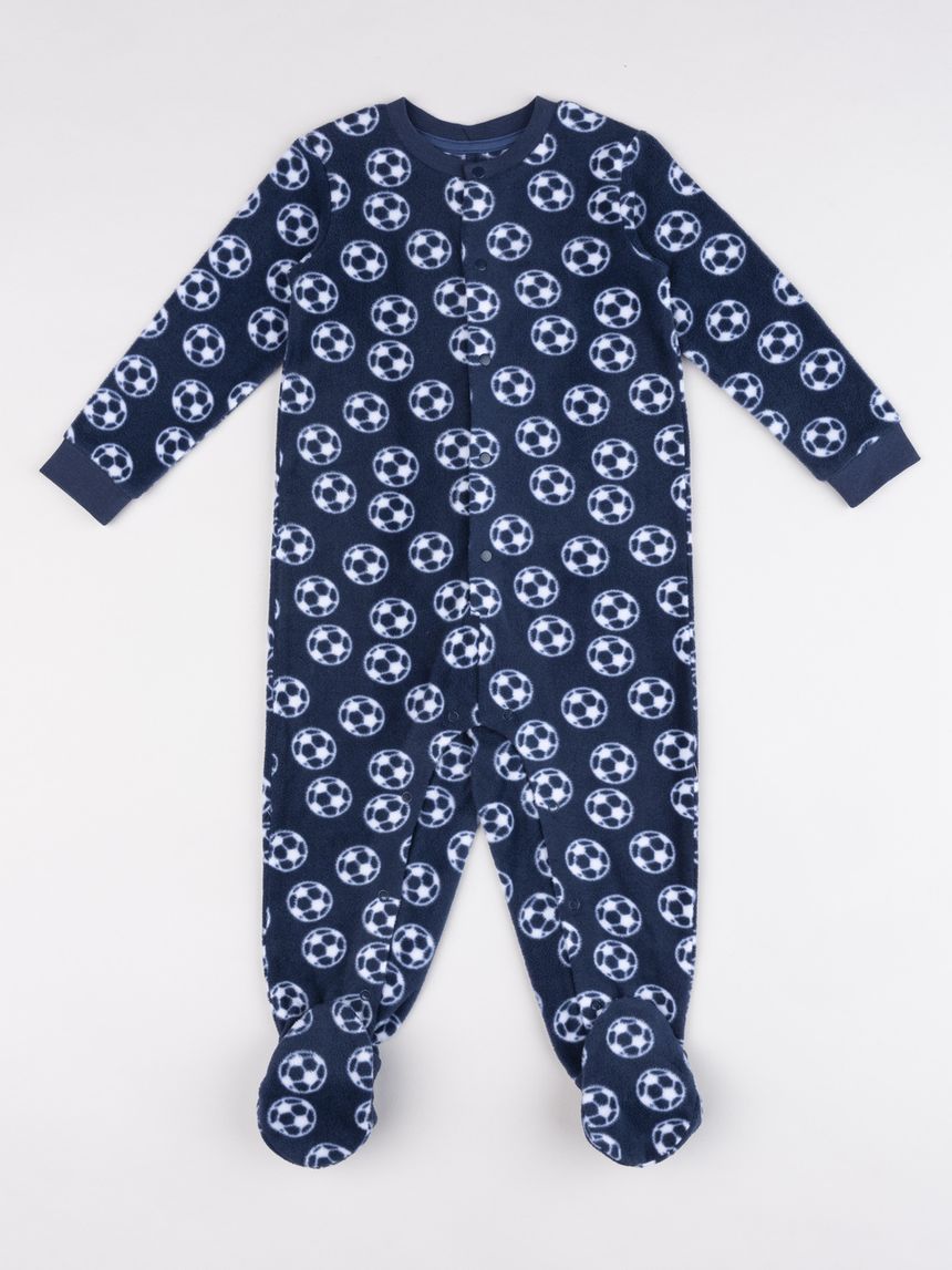 Pigiamone bimbo blu notte in pile con fantasia stellata all-over
