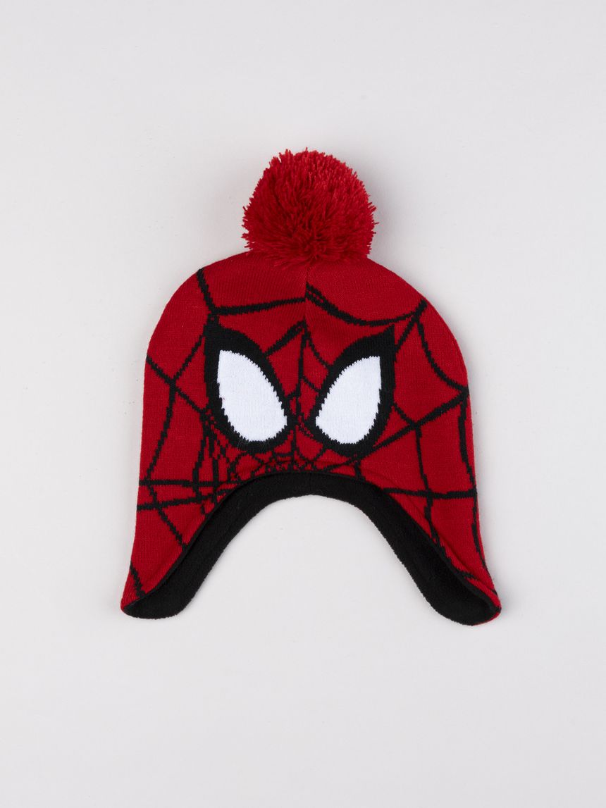Cappello bambino rosso spiderman con paraorecchie