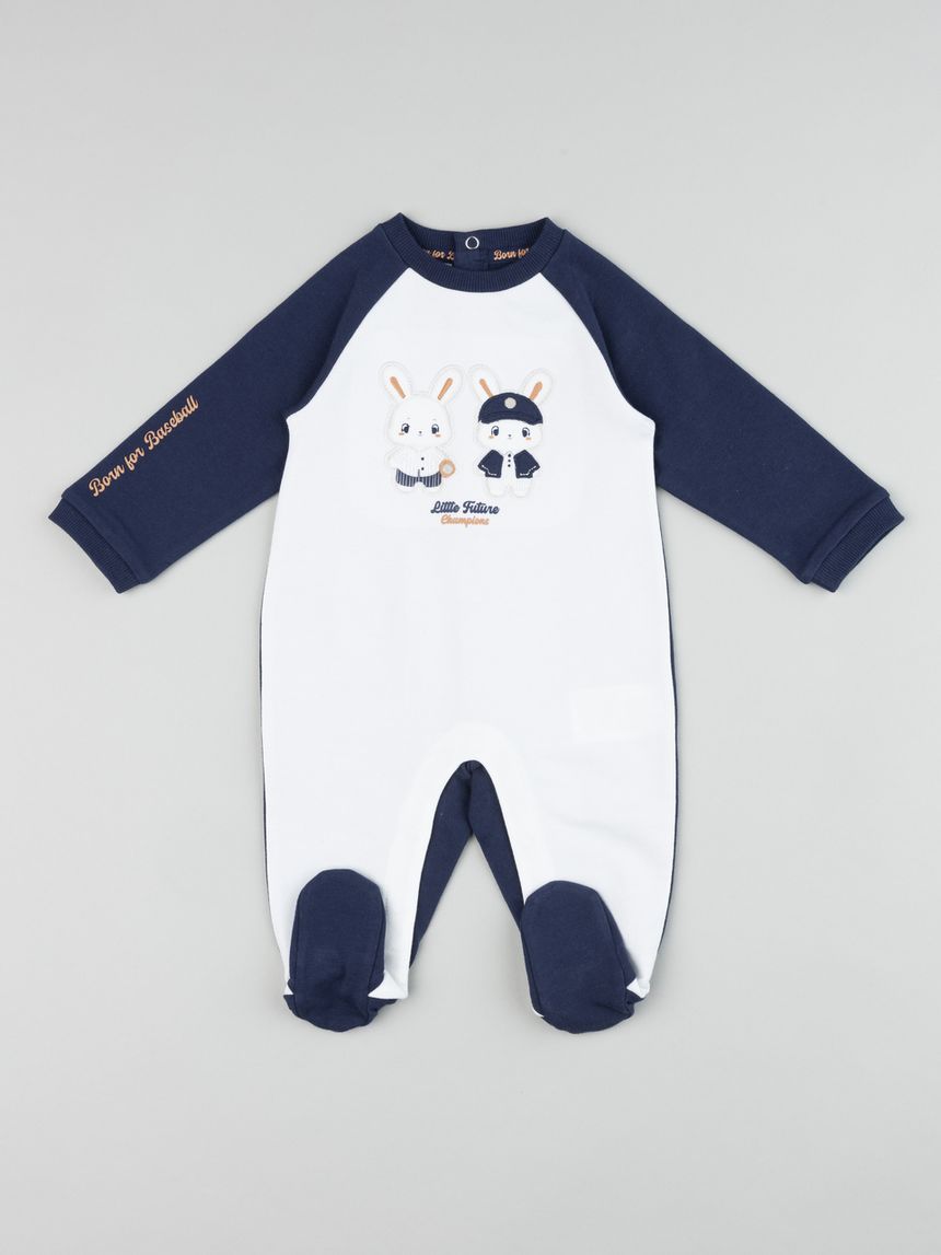 Tutina neonato blu/bianco baseball