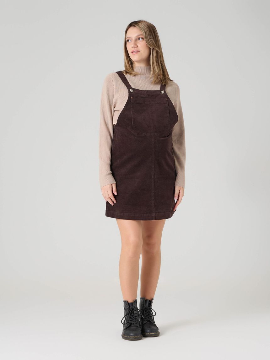 Salopette premaman velluto stretch marrone