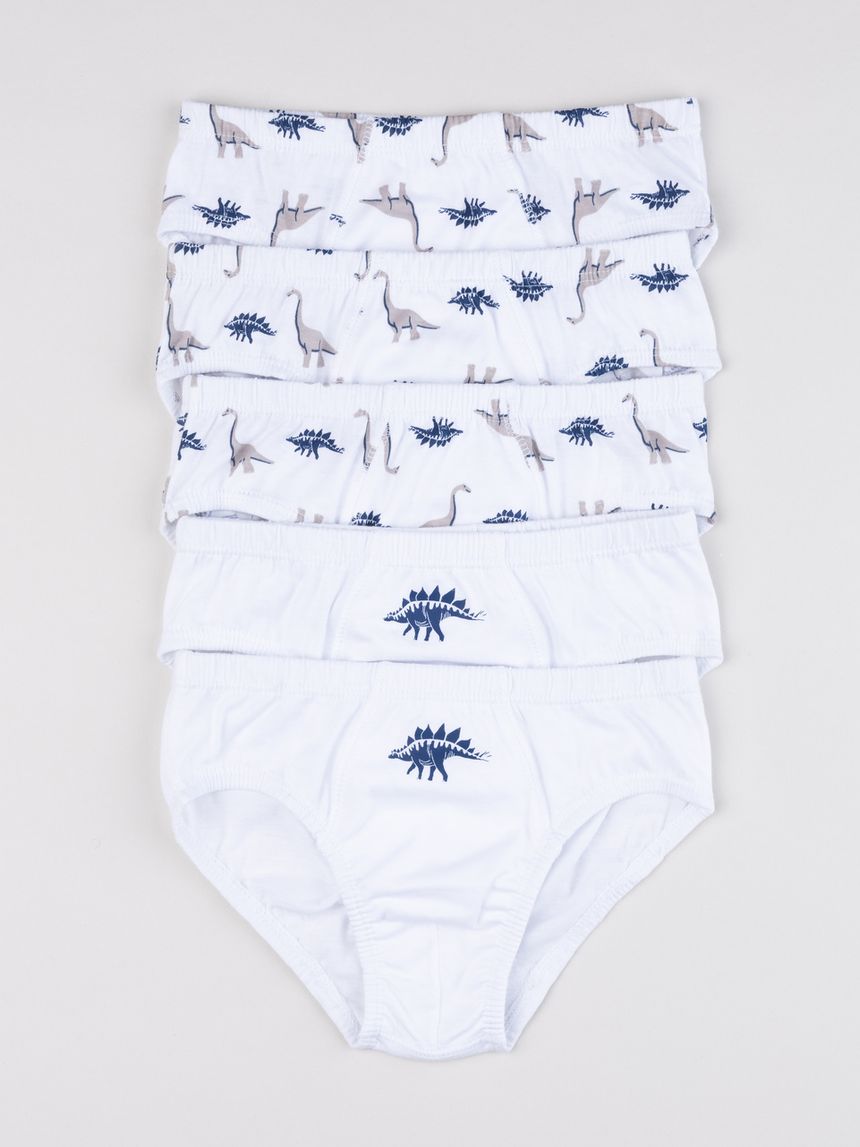 Pack 5 slip bambino cotone fantasia dinosauri
